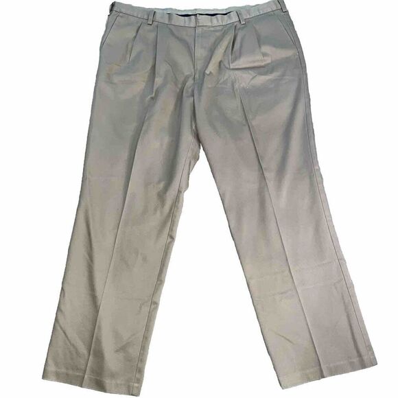 Dockers Mens Pleated Classic Fit Pants Khaki Tan W44 X‎ L32 Business Career - Picture 1 of 10